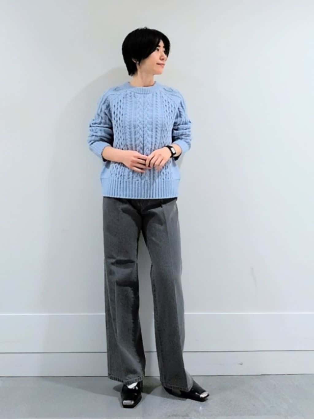 ミズタさんの「UNTITLED｜【洗える】スポンディッシュ ケーブル柄ニット」を使ったコーディネート