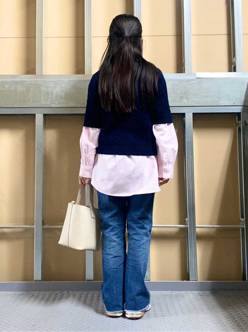 sahoさんの「THE SHOP TK｜【POLO BCS 別注】5分袖ケーブルニット」を使ったコーディネート