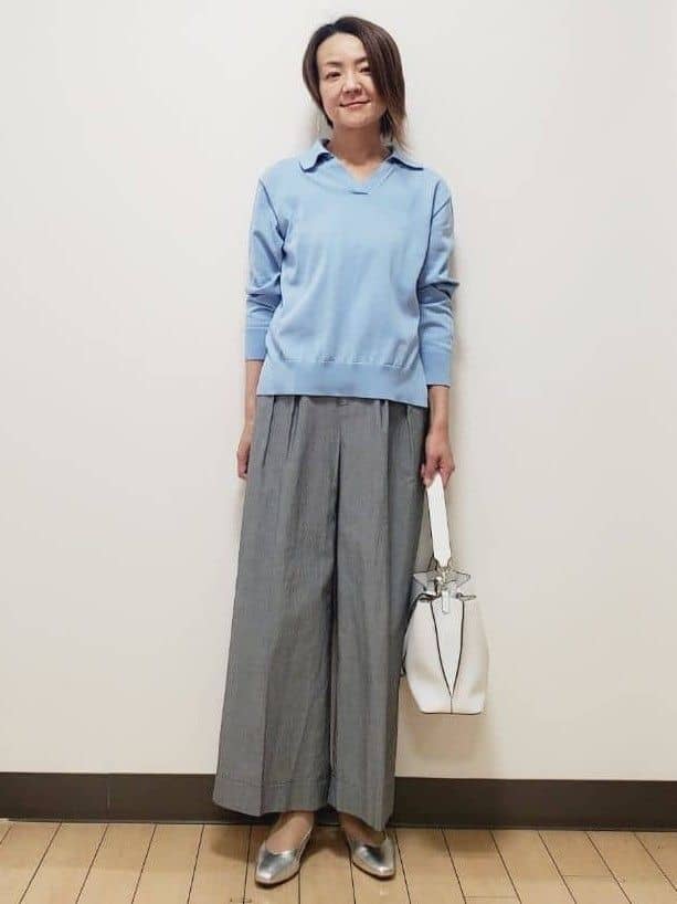 yuuさんの「Reflect｜スキッパーネックニットプルオーバー」を使ったコーディネート