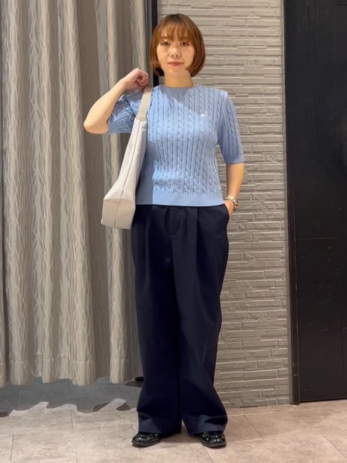 ga_riさんの「THE SHOP TK｜【POLO BCS 別注】5分袖ケーブルニット」を使ったコーディネート