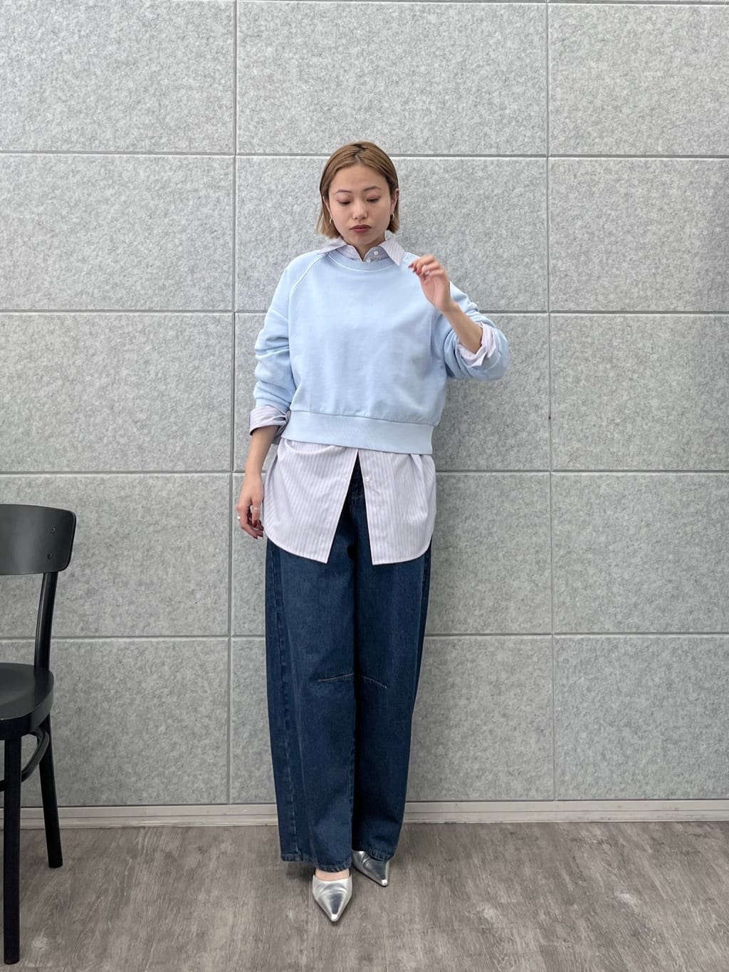 Harukaさんの「INDIVI｜ワイドスリーブカラースウェット」を使ったコーディネート