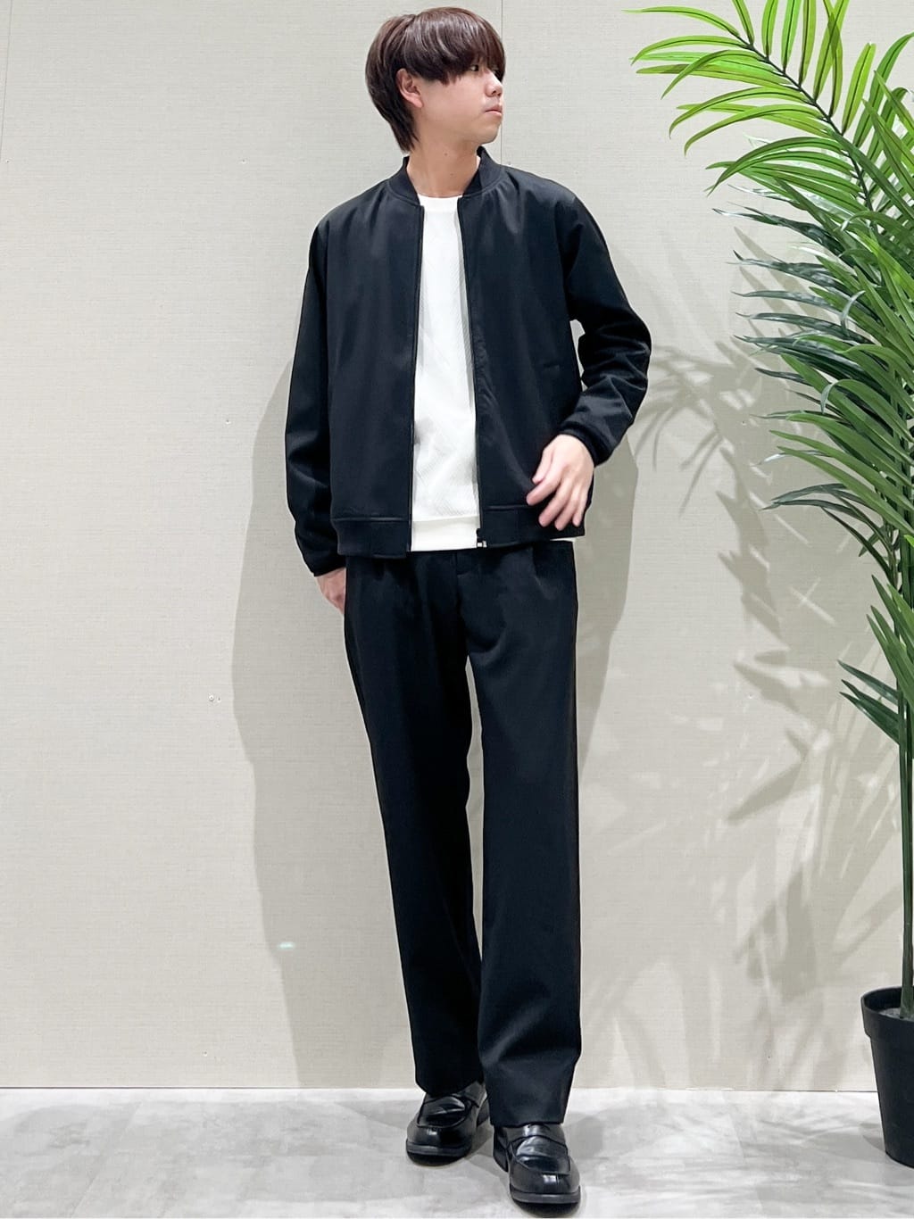 SHI-MAさんの「THE SHOP TK｜FLEX LINE ストレッチリブブルゾン　ストレッチ/防シワ/マシンウォッシャブル/セットアップ可」を使ったコーディネート