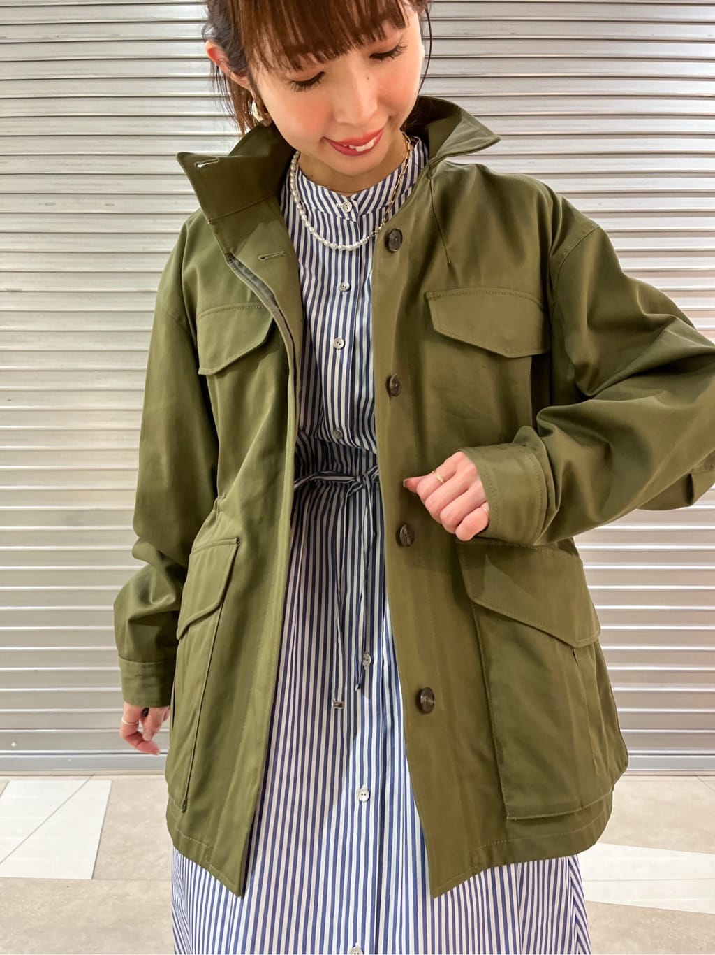 じゅんさんの「DRESSTERIOR｜【ウォッシャブル】コンパクトコットンミリタリーブルゾン」を使ったコーディネート