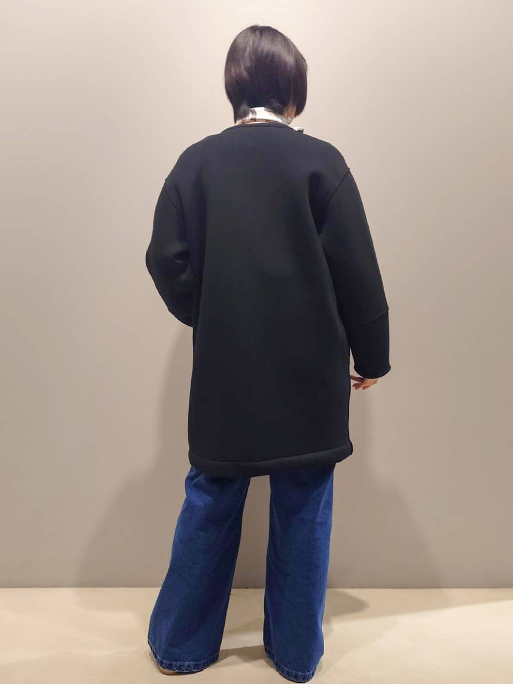 me：)さんの「OPAQUE.CLIP｜リバーシブル配色ノーカラーコート【洗濯機OK】」を使ったコーディネート