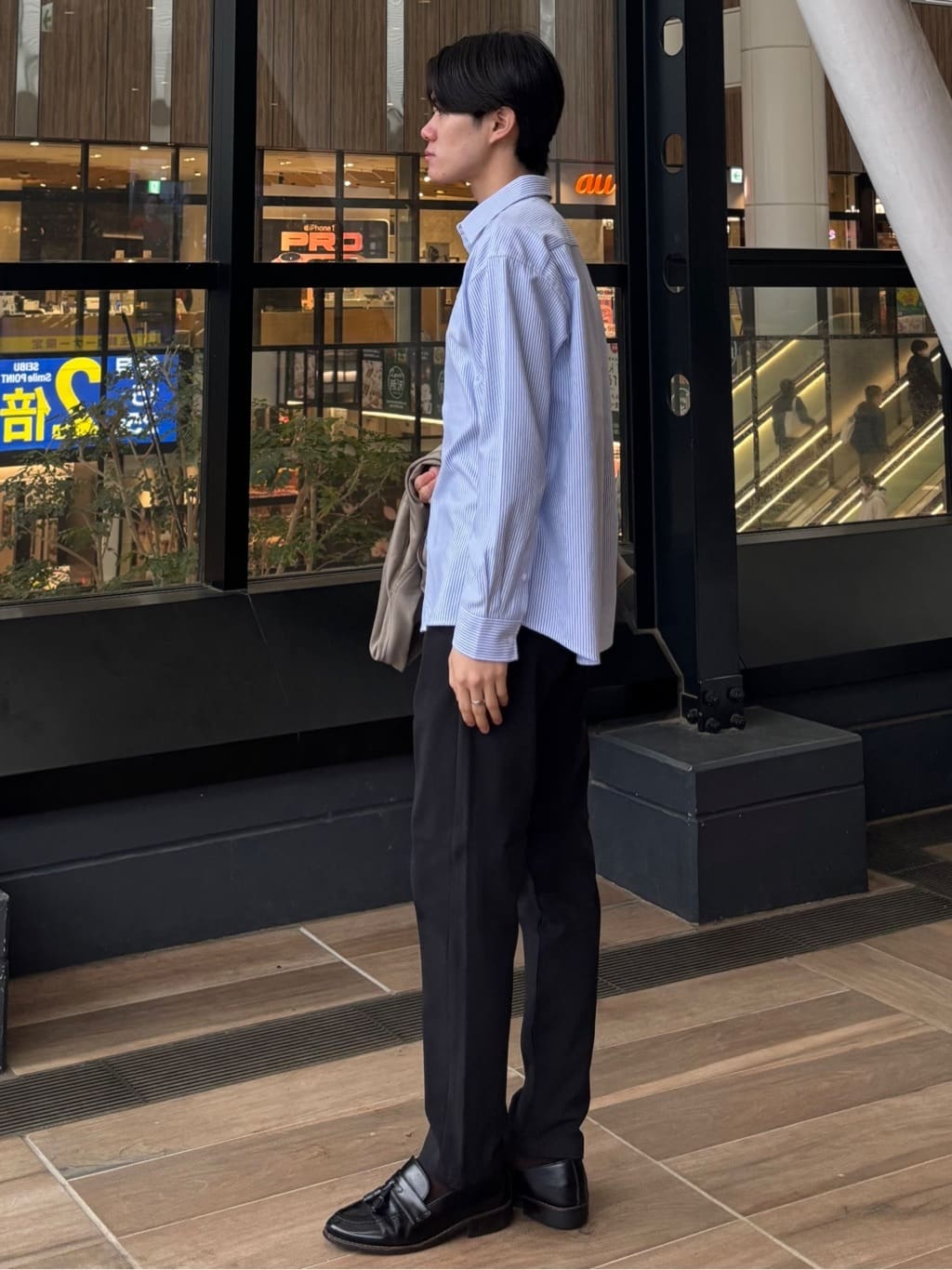 うらしーさんの「THE SHOP TK｜FLEX LINE ストレッチリブブルゾン　ストレッチ/防シワ/マシンウォッシャブル/セットアップ可」を使ったコーディネート