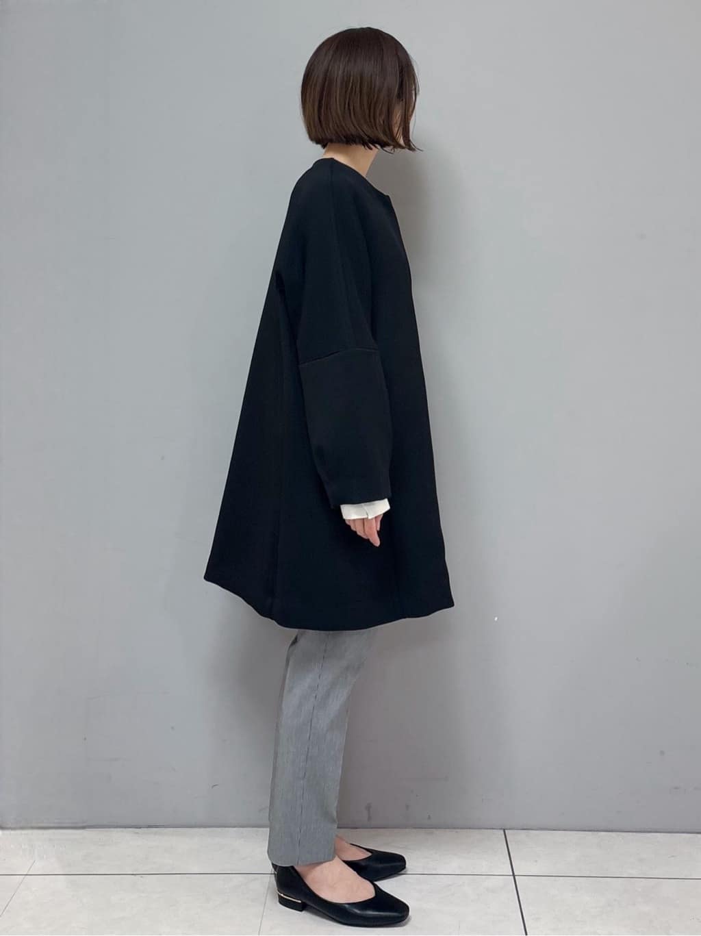 yさんの「OPAQUE.CLIP｜フォルムスリーブミドルコート【洗濯機OK】」を使ったコーディネート