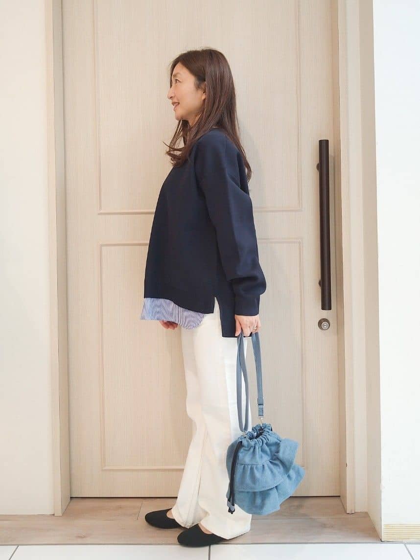 mi-saさんの「SHOO･LA･RUE｜【SHOO・LA・RUE DENIM/SS-LL】程よい厚みの ストレートデニムパンツ（10.5オン」を使ったコーディネート