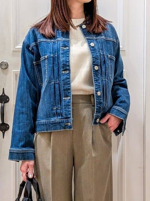 maiさんの「grove｜着心地軽やか、動きやすいストレッチデニムジャケット」を使ったコーディネート