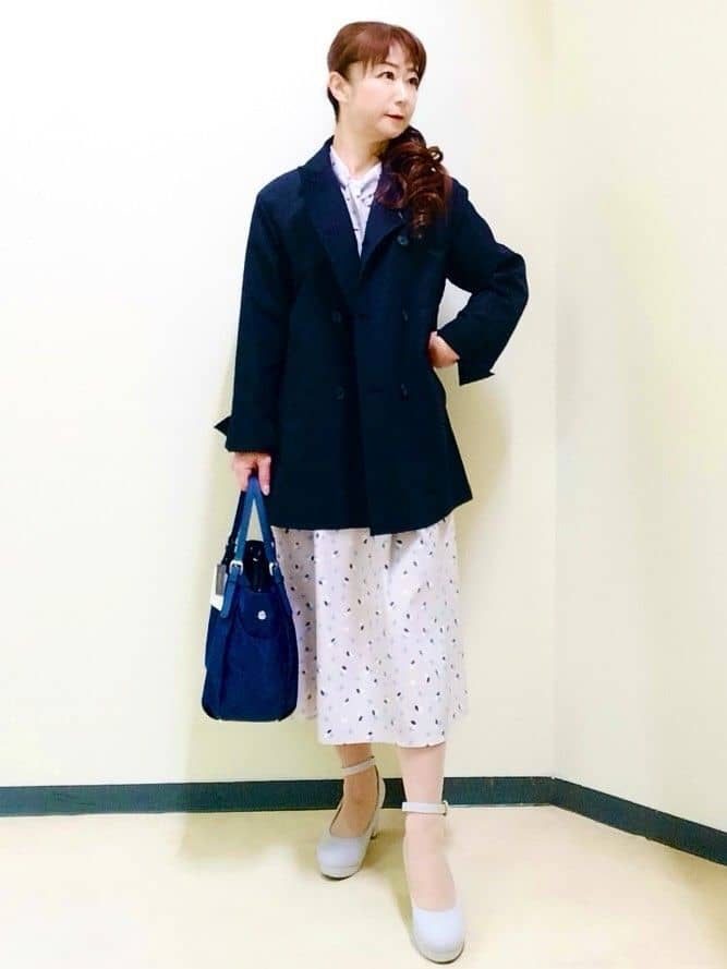 花さんの「Reflect｜【セレモニー／通勤／おでかけに◎】フラワープリントボウタイワンピース」を使ったコーディネート
