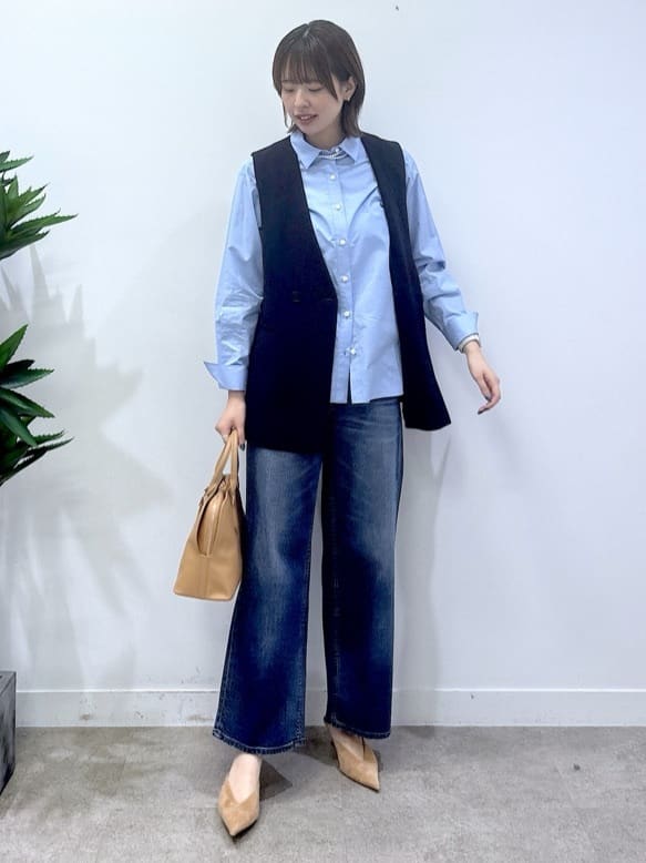 yukaさんの「UNTITLED｜【重ね着レイヤード/スーツブラウス】ファインブロードベーシックシャツ」を使ったコーディネート
