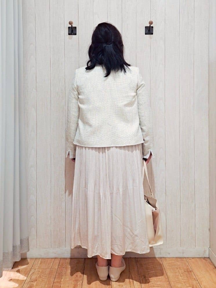 kotomiさんの「SHOO･LA･RUE｜【S-3L】オンとオフで印象が変わる ライトツイードジャケット」を使ったコーディネート