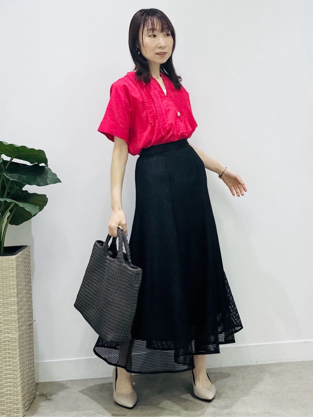 Miwaさんの「UNTITLED｜【シワになりにくい/セットアップ可/接触冷感】ハーフスリーブジャケット」を使ったコーディネート