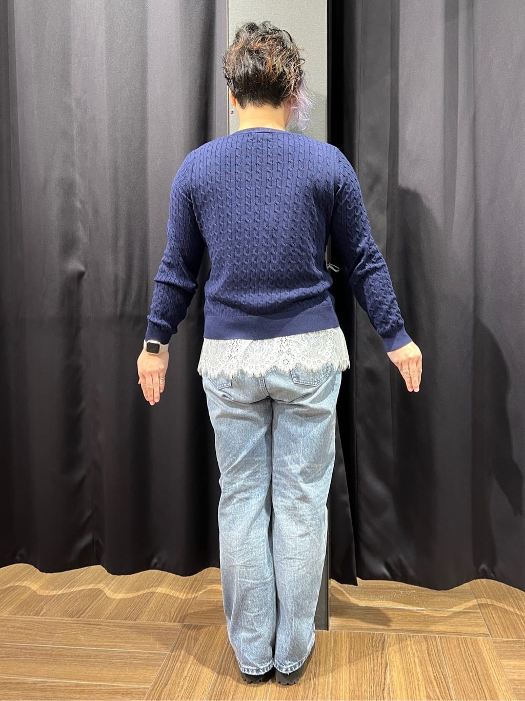 OKMKさんの「THE SHOP TK｜【POLO BCS 別注】ケーブルカーディガン」を使ったコーディネート
