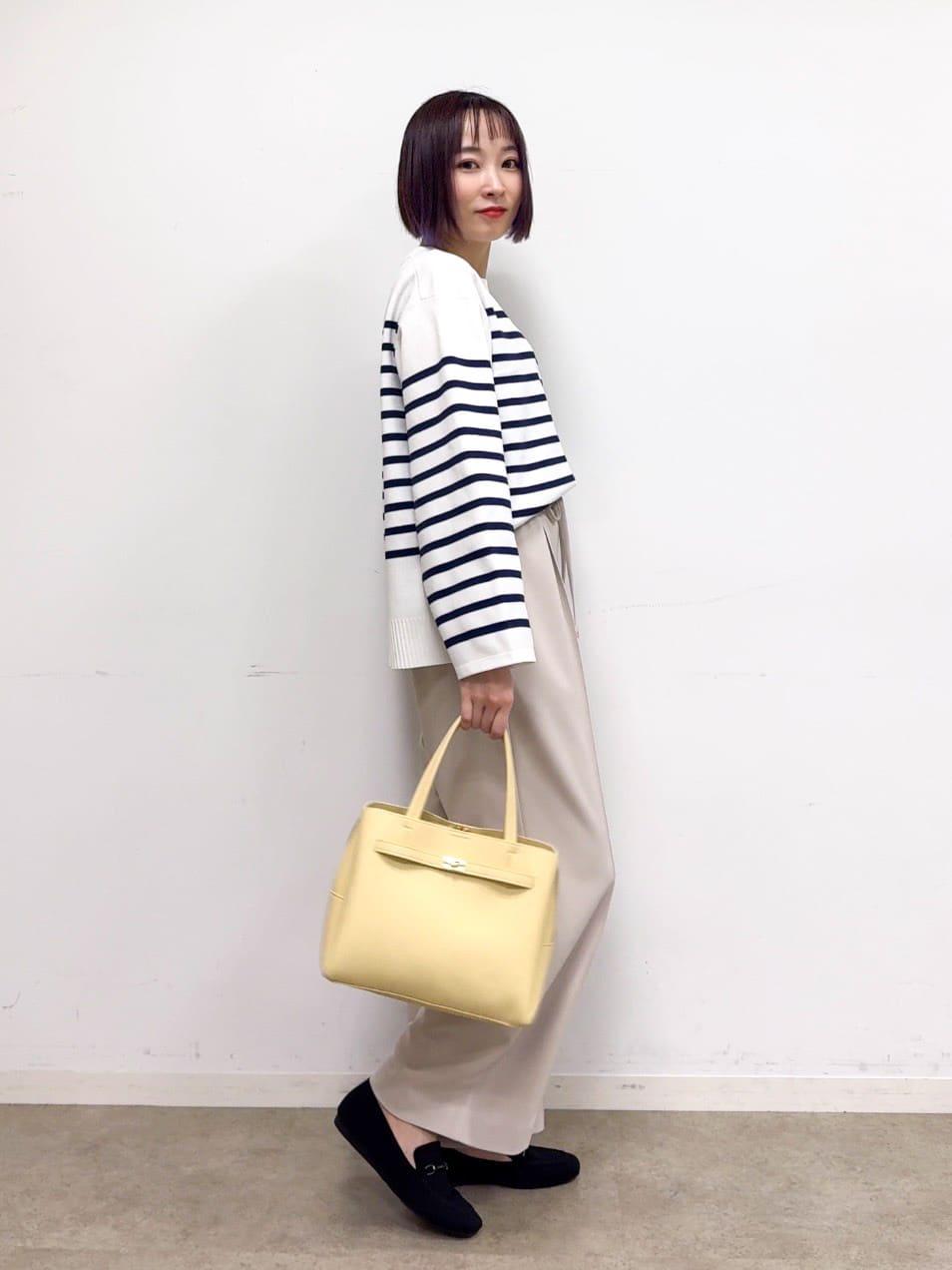 𝐜𝐡𝐢𝐤𝐚さんの「SHOO･LA･RUE｜楽にきちんと見られたい　大人カジュアルボーダーニット」を使ったコーディネート