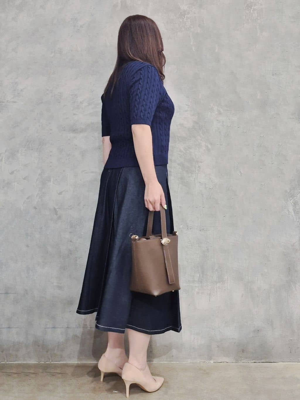 ひさえさんの「THE SHOP TK｜【POLO BCS 別注】5分袖ケーブルニット」を使ったコーディネート