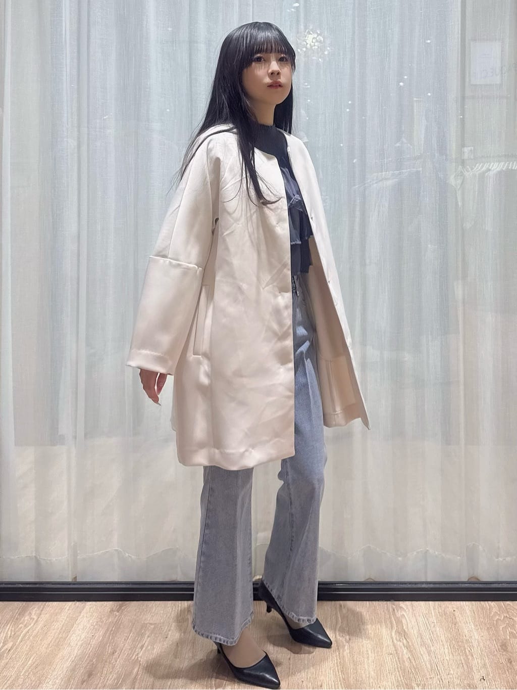 ぞうげさんの「OPAQUE.CLIP｜フォルムスリーブミドルコート【洗濯機OK】」を使ったコーディネート