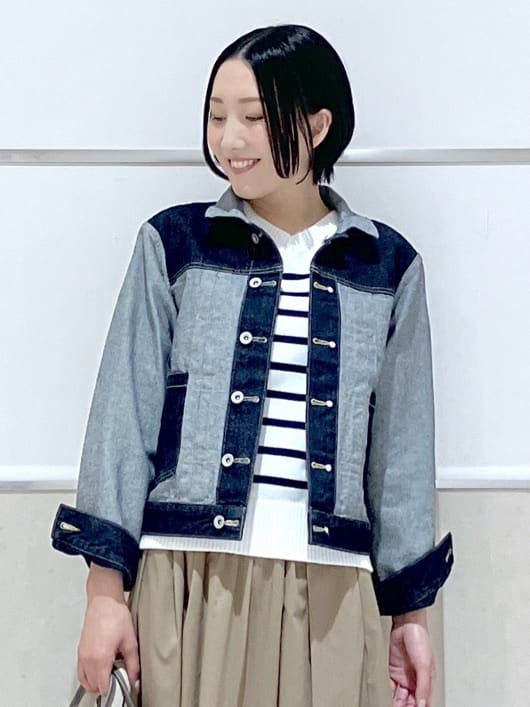 eriko さんの「Dessin｜【洗える】コットンVネックニット」を使ったコーディネート