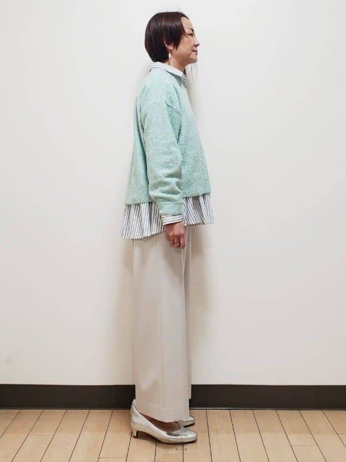 yuuさんの「Reflect｜【選べる5色／ゆったりシルエット】Vネックスパンコールニット」を使ったコーディネート