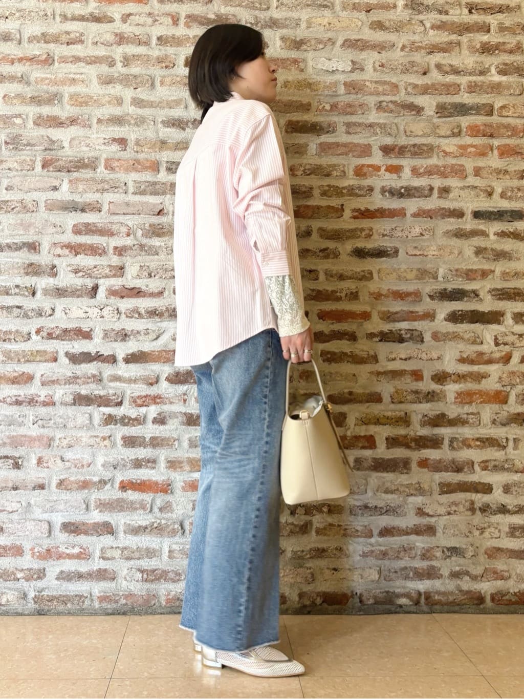 しばさんの「THE SHOP TK｜【POLO BCS 別注】ストライプOXシャツ」を使ったコーディネート