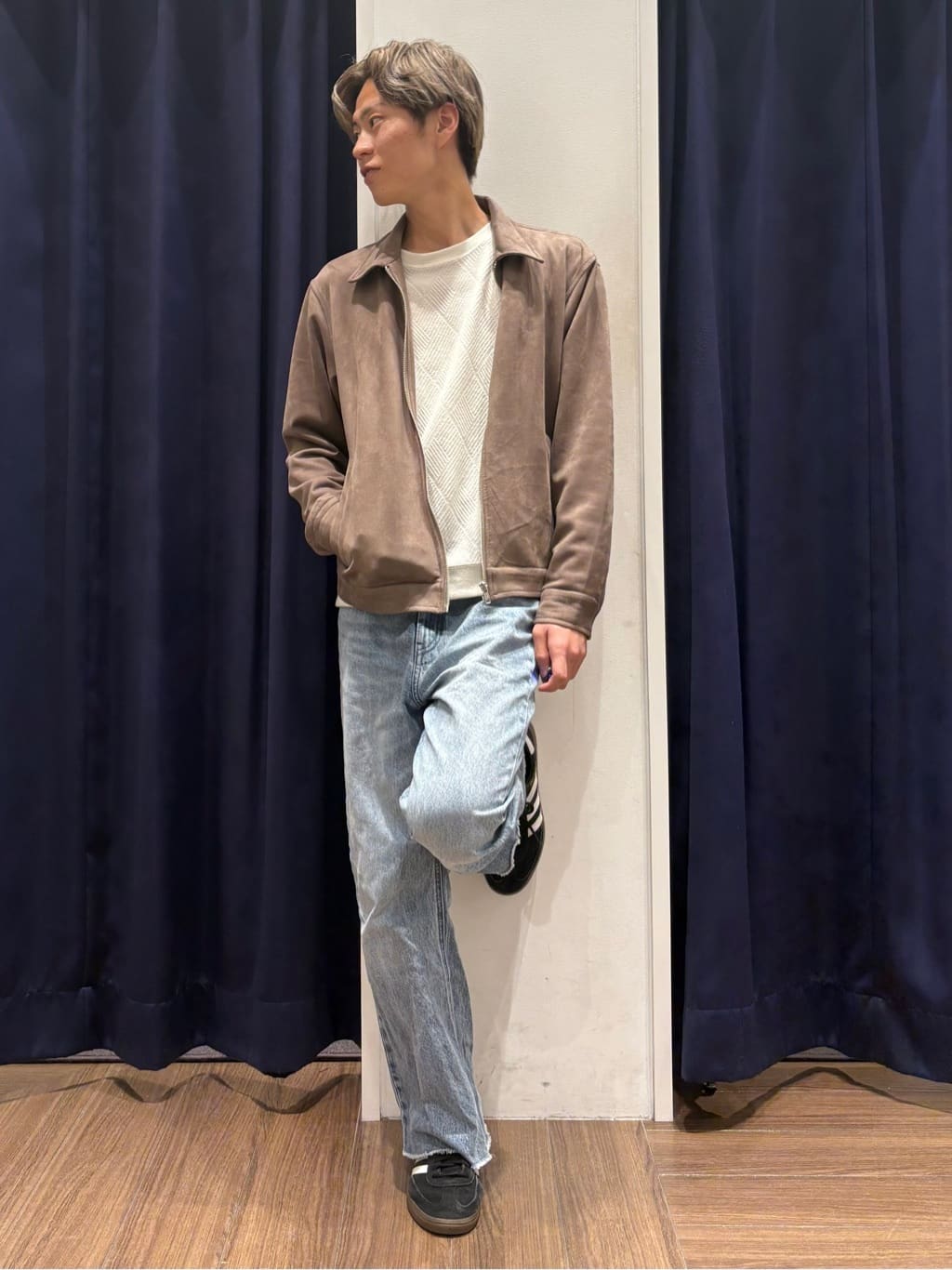 きたじさんの「THE SHOP TK｜【大人のデイリースタイルを格上げ】ジャカードリンクススウエット　洗濯機OK」を使ったコーディネート