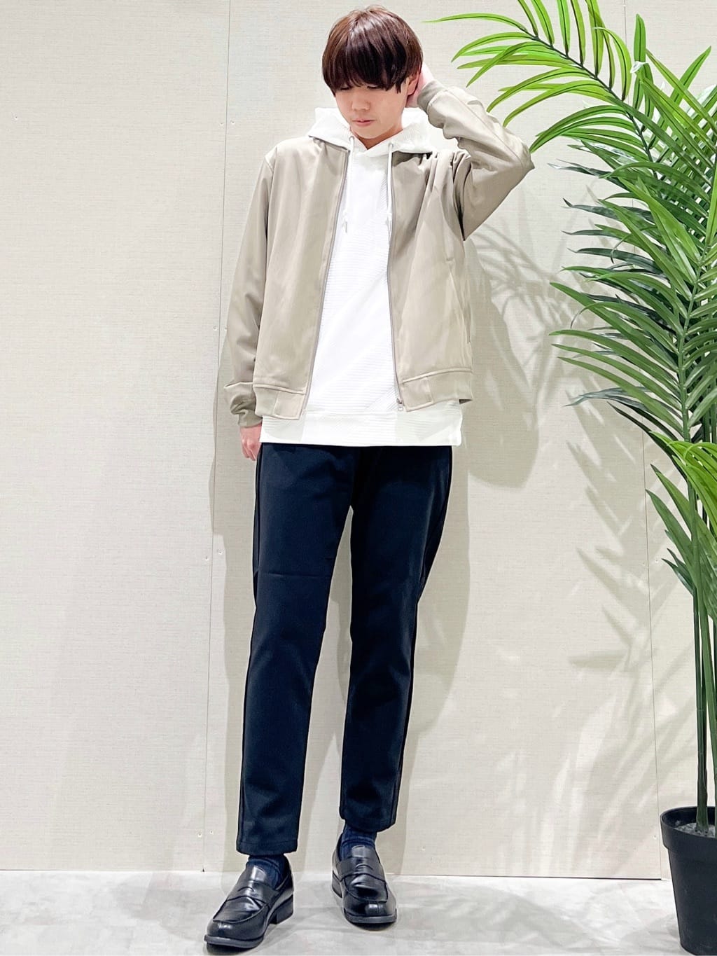 SHI-MAさんの「THE SHOP TK｜FLEX LINE ストレッチリブブルゾン　ストレッチ/防シワ/マシンウォッシャブル/セットアップ可」を使ったコーディネート