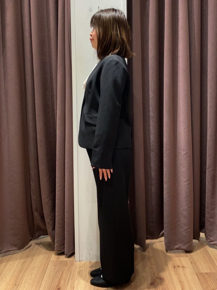 みちゃさんの「grove｜【マシンウォッシュ／防シワ/SS-3L】ストレッチノーカラージャケット」を使ったコーディネート