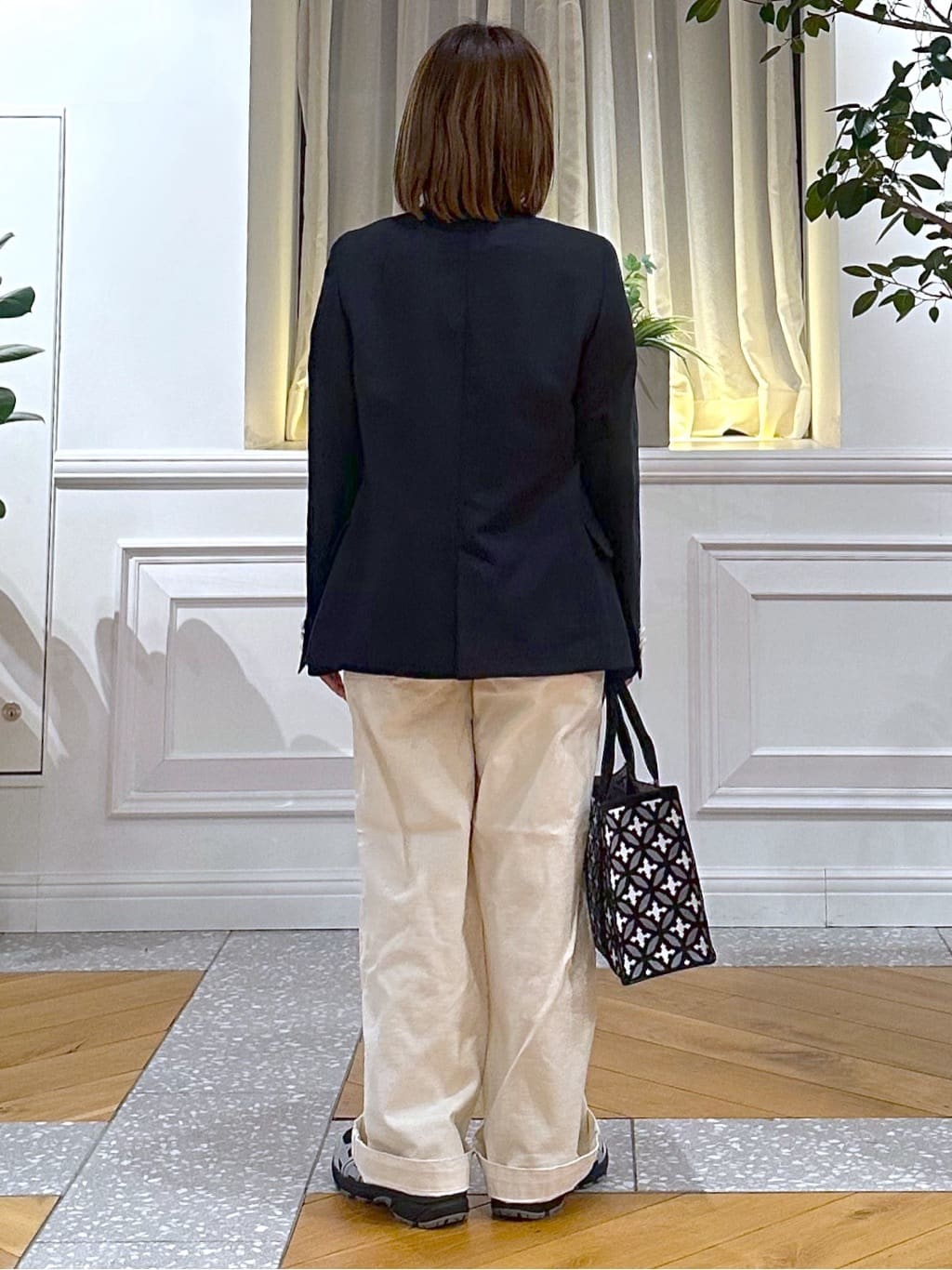 なべこさんの「DRESSTERIOR｜【セットアップ可】リネンブレンドダブルブレストジャケット」を使ったコーディネート