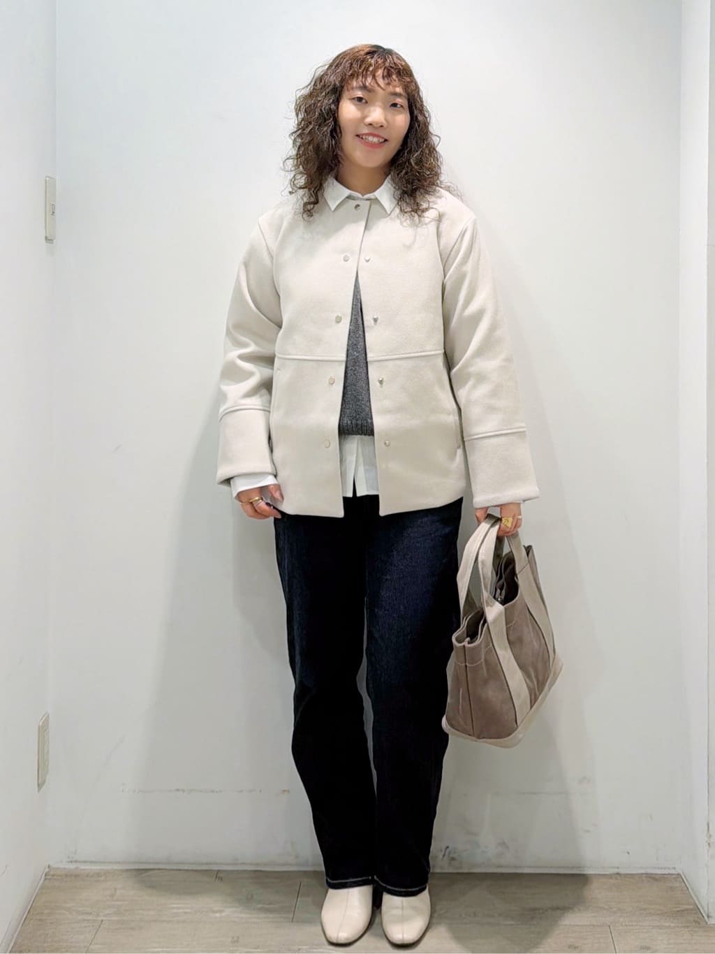 sumicaさんの「OPAQUE.CLIP｜ウールライクメルトンノーカラーコート【洗濯機洗い可】」を使ったコーディネート