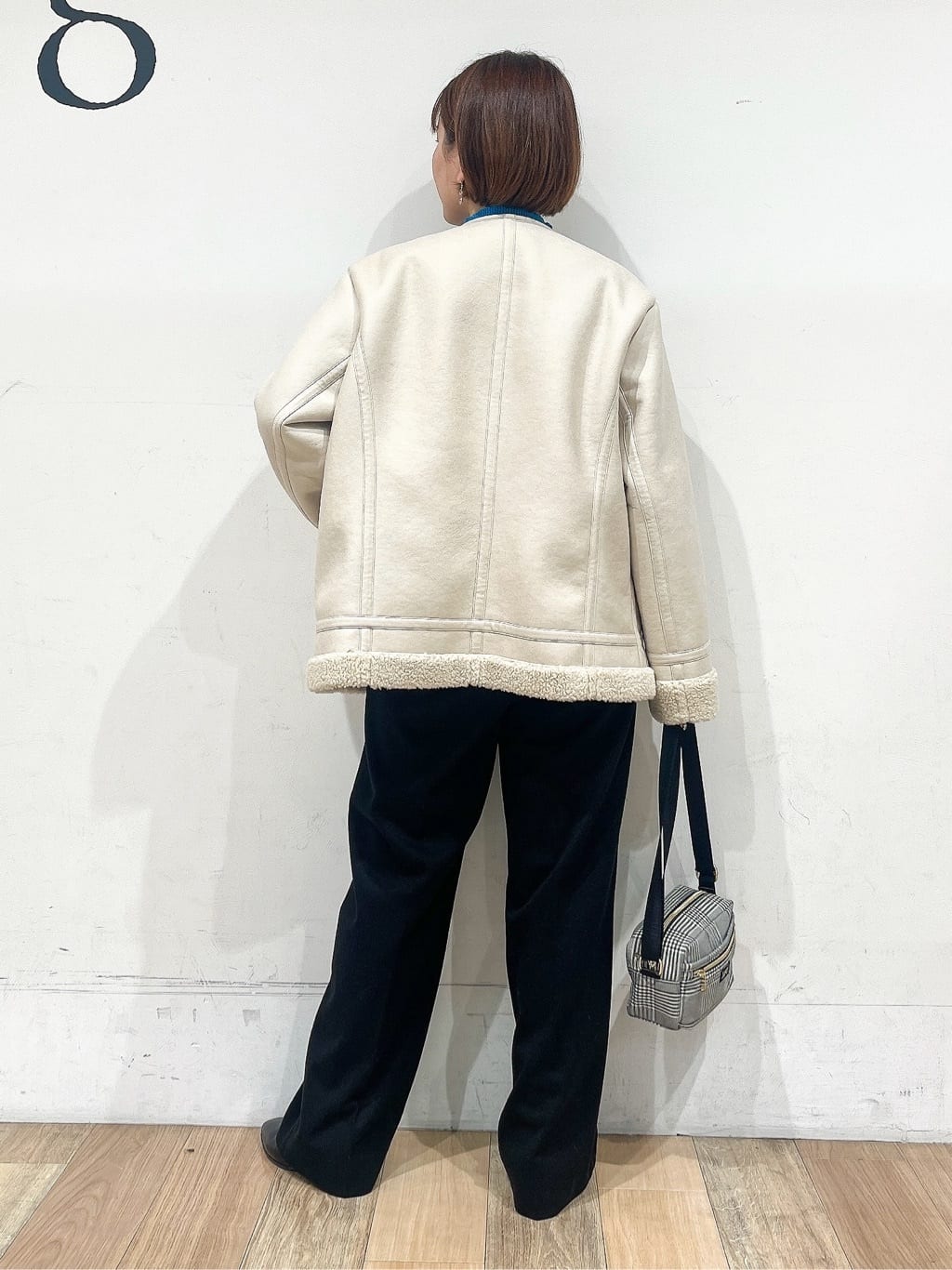 山さんさんの「grove｜フェイクムートンボアジャケット」を使ったコーディネート