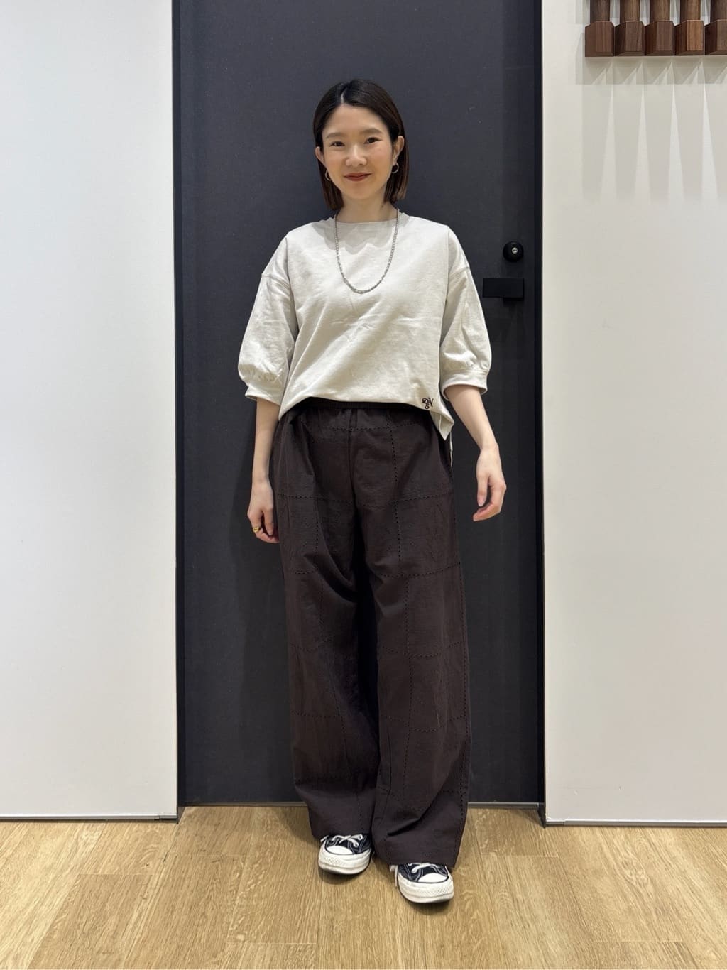 risaさんの「Dessin｜【360度可愛い】バックヘンリーカットソー5分袖」を使ったコーディネート