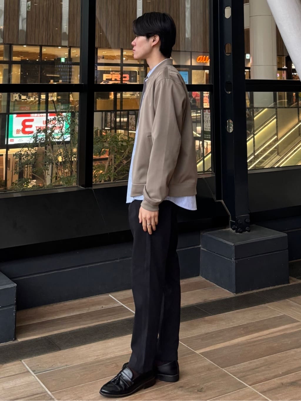うらしーさんの「THE SHOP TK｜FLEX LINE ストレッチリブブルゾン　ストレッチ/防シワ/マシンウォッシャブル/セットアップ可」を使ったコーディネート