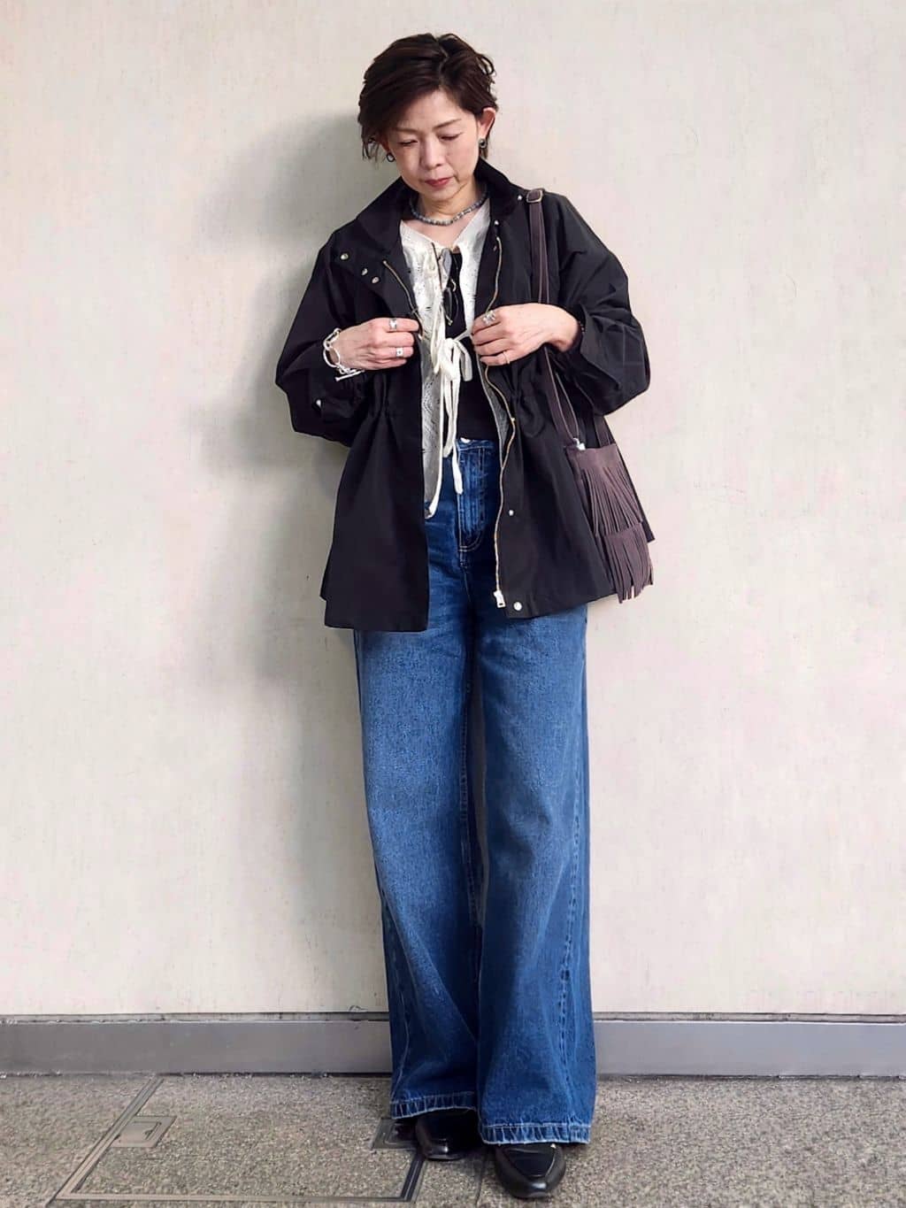 milkyさんの「OPAQUE.CLIP｜撥水スタンドZIPブルゾン【洗濯機OK／UVケア／花粉対応】」を使ったコーディネート