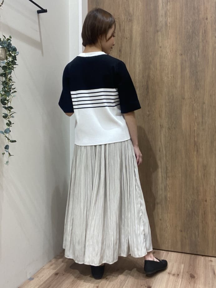 まなしぃさんの「grove｜新色追加！【シリーズ累計36万枚/名品ニット】やわらかドライタッチ 袖メッシュ編みニット」を使ったコーディネート