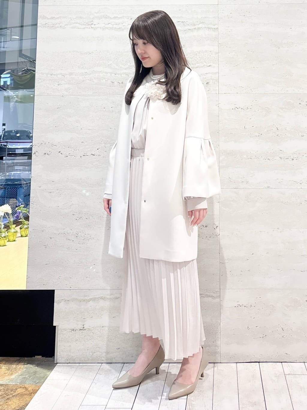 かほさんの「OPAQUE.CLIP｜《通勤対応》ジョーゼットプリーツワンピース【洗濯機OK】」を使ったコーディネート