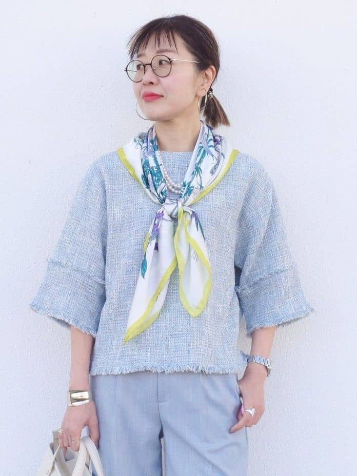 MUTSUKOさんの「UNTITLED｜◆【洗える】ツイードドルマンブラウス」を使ったコーディネート
