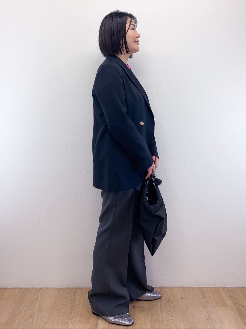 Takeさんの「OPAQUE.CLIP｜金ボタンダブルブレストテーラードジャケット／セットアップ対応【洗える】」を使ったコーディネート