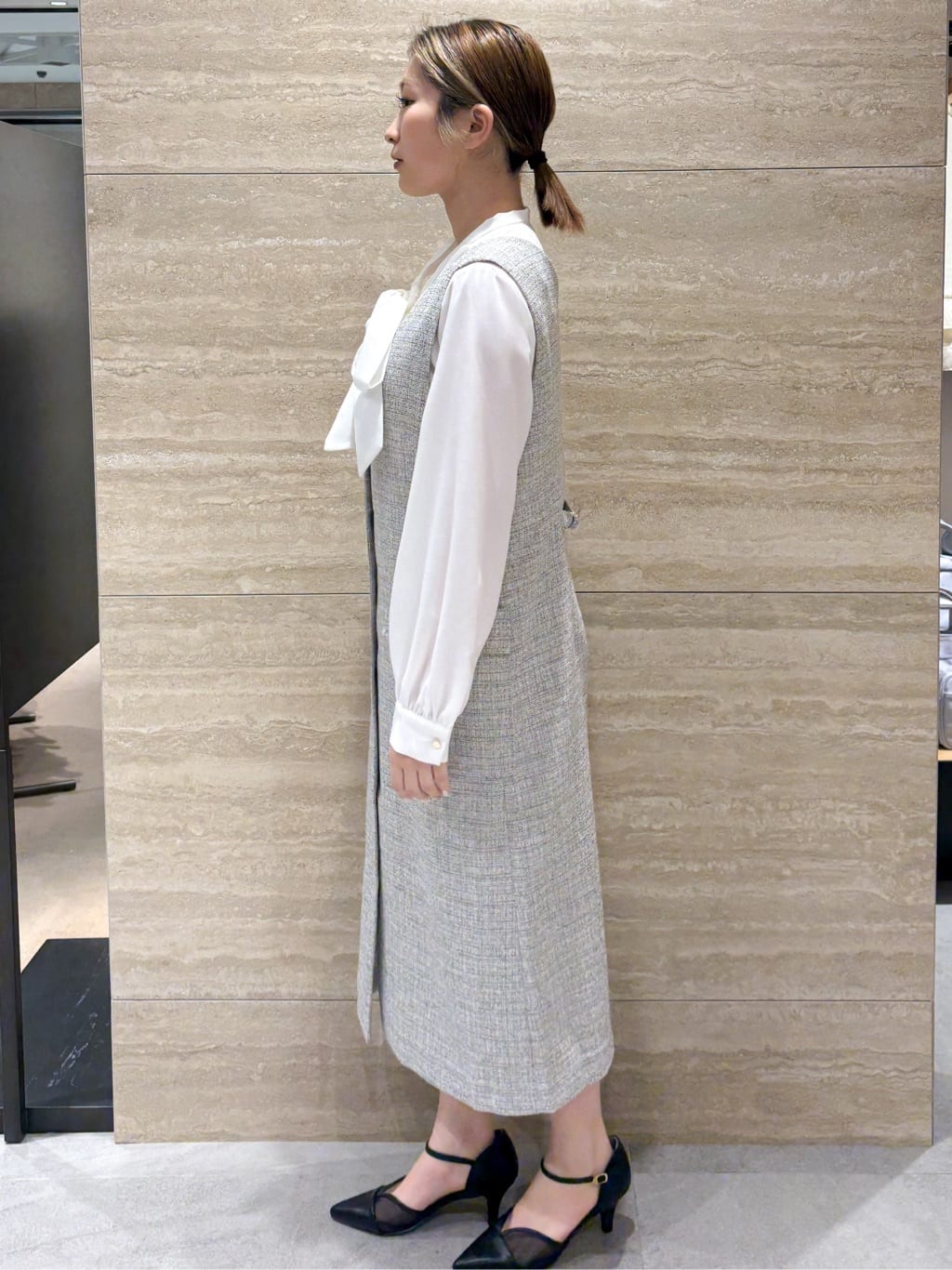 ふうかさんの「index｜アシンメトリーレイヤードボウタイブラウス【洗濯機OK／イージーアイロン／防シワ】《XS～3L》」を使ったコーディネート