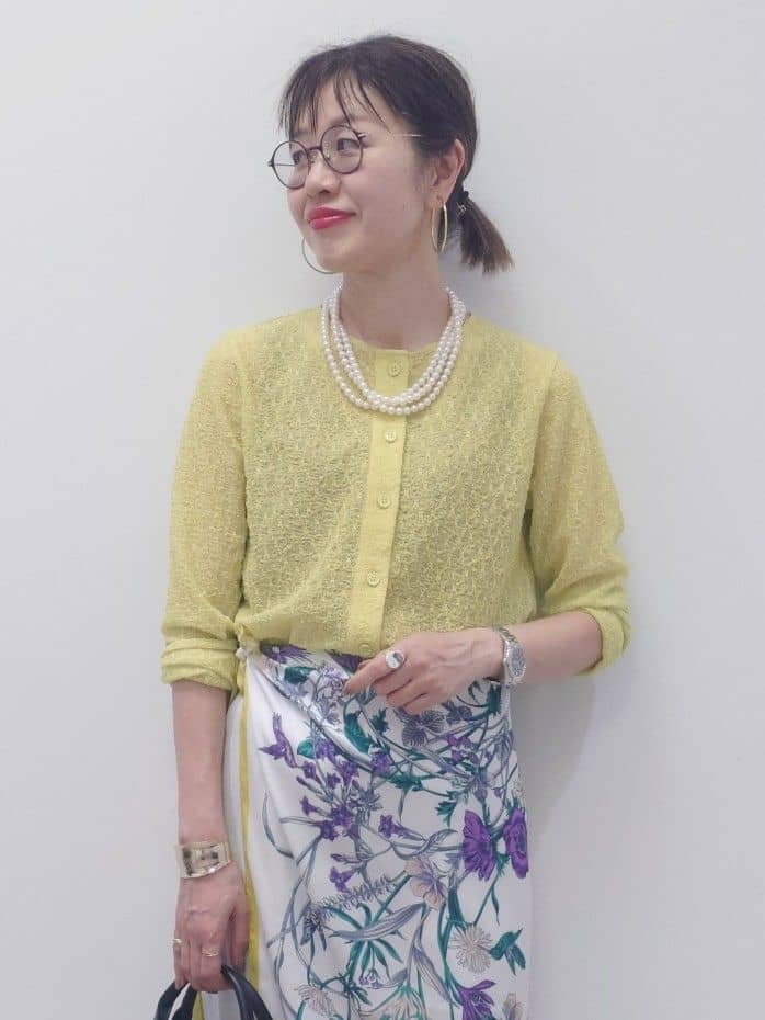 MUTSUKOさんの「UNTITLED｜◆【シアー】ストレッチレースカーディガン」を使ったコーディネート