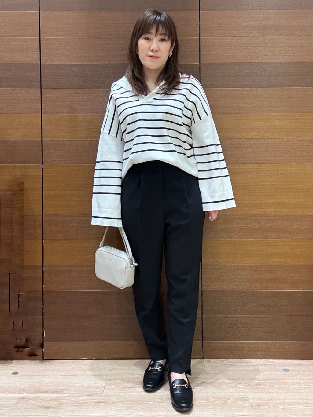 maichiさんの「OPAQUE.CLIP｜スキッパーセーラーカラーボーダーニット【洗濯機OK】」を使ったコーディネート