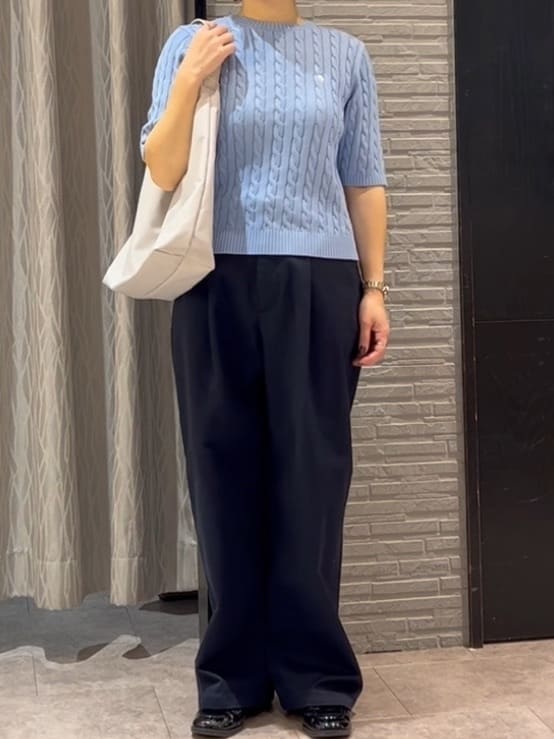ga_riさんの「THE SHOP TK｜【POLO BCS 別注】5分袖ケーブルニット」を使ったコーディネート