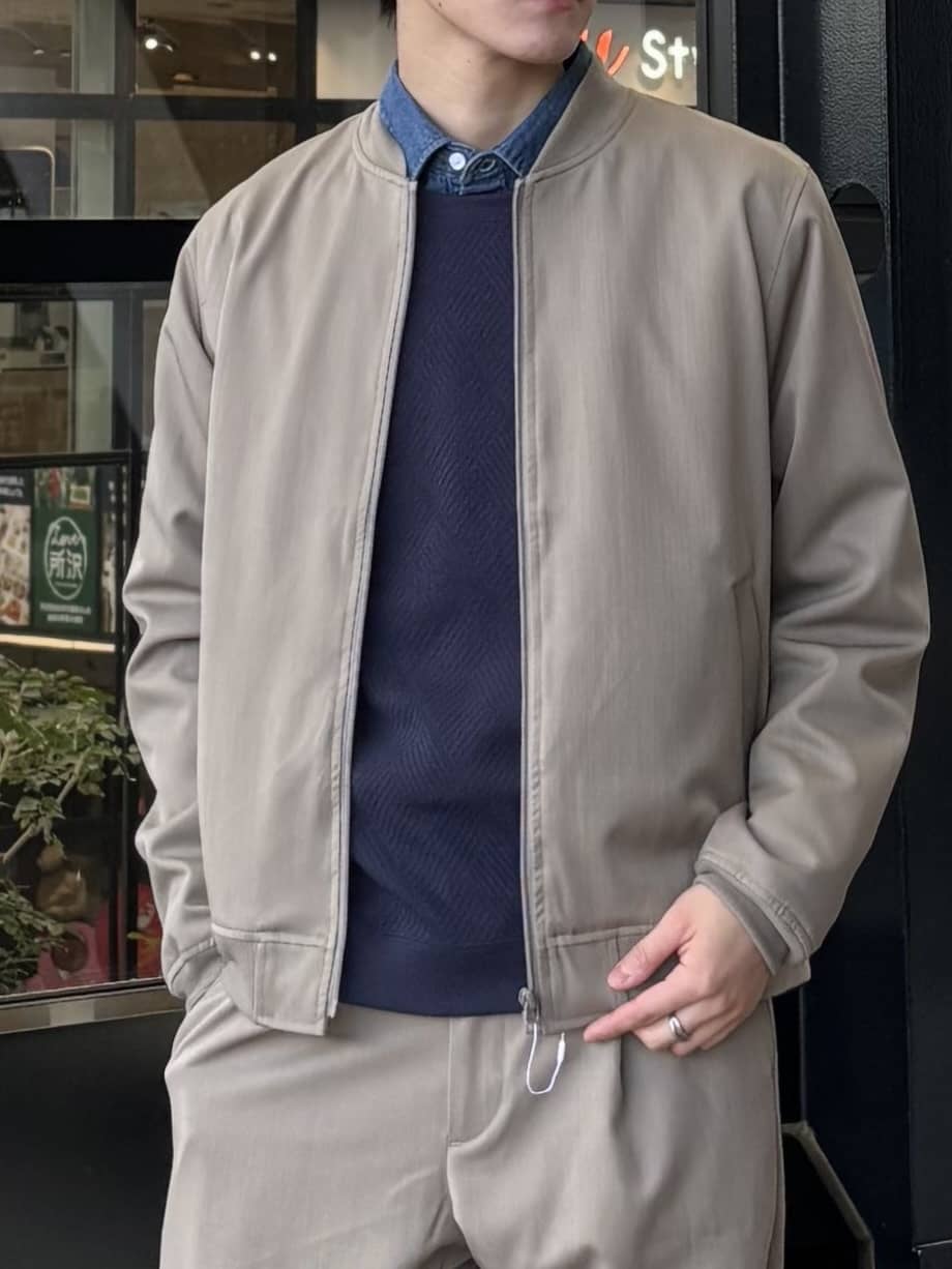 うらしーさんの「THE SHOP TK｜FLEX LINE ストレッチリブブルゾン　ストレッチ/防シワ/マシンウォッシャブル/セットアップ可」を使ったコーディネート