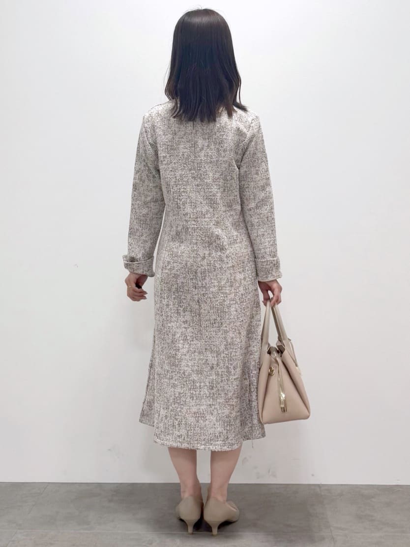 kozuさんの「index｜ミックスツイードフレアワンピース【洗える／イージーアイロン／ストレッチ】《S～3L》」を使ったコーディネート