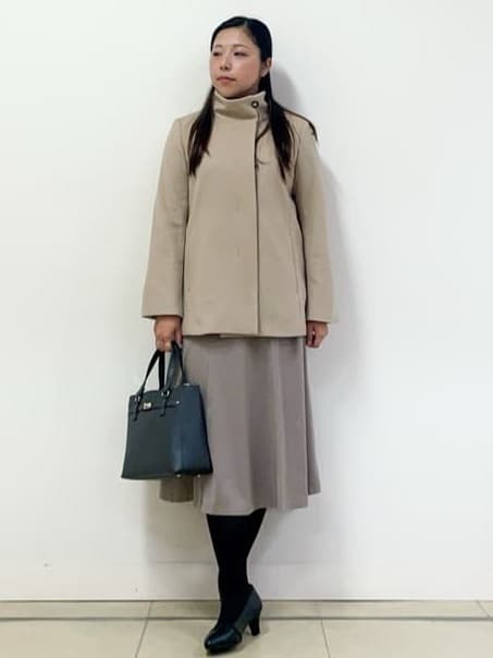 chisaさんの「Reflect｜【SS-4Lサイズ／衿が顔に当たらない◎】スタンドネックミドルコート」を使ったコーディネート