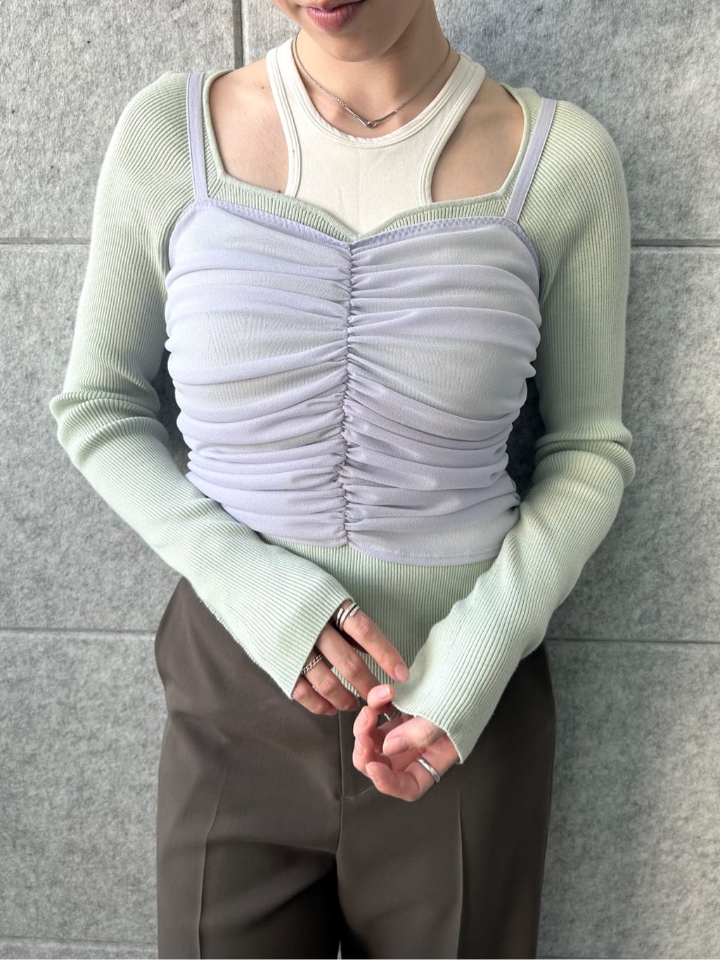 honoka Aさんの「CODE A｜organza shirring cami」を使ったコーディネート