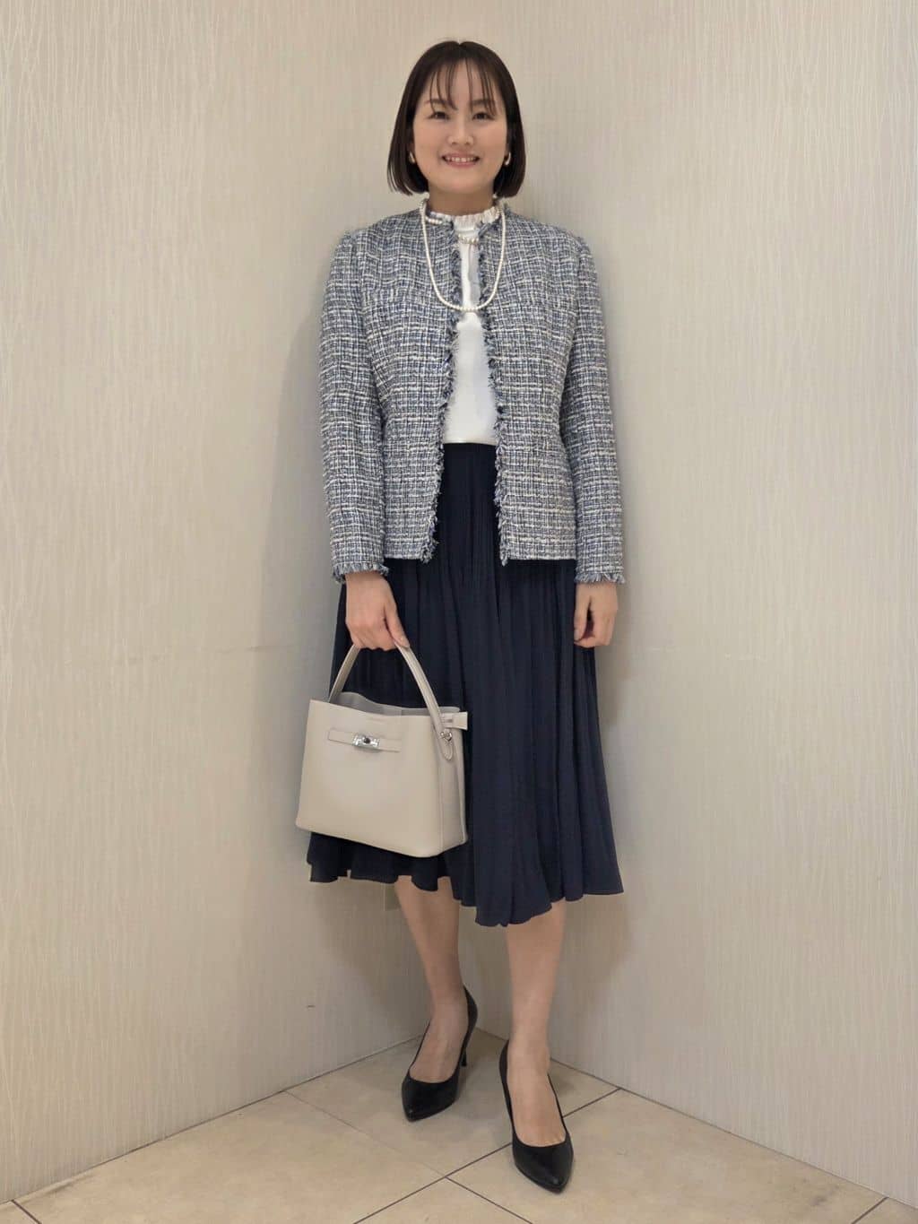 naokoさんの「UNTITLED｜◆【洗える/ストレッチ性/軽い】ノーカラージャケット」を使ったコーディネート