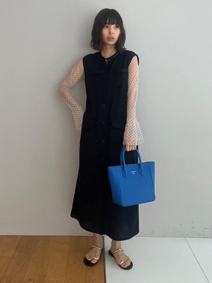misaさんの「DRESSTERIOR｜【洗える/シアー素材】シアードットベルスリーブカットソー」を使ったコーディネート