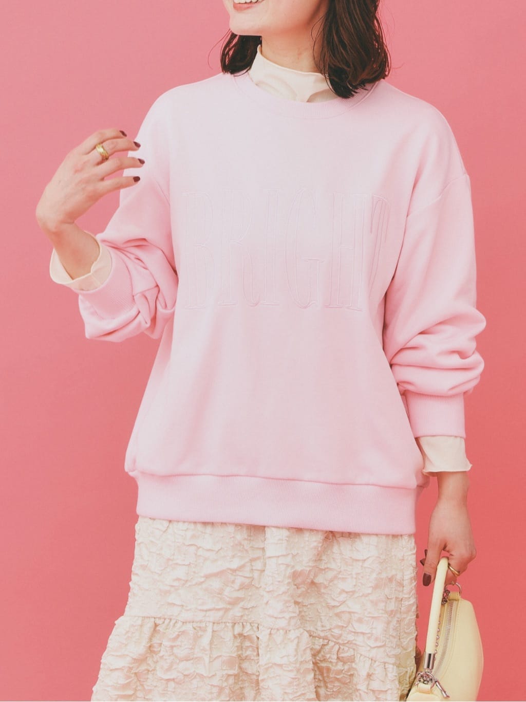 haruさんの「OPAQUE.CLIP｜ロゴ刺繍裏毛トップス【洗濯機OK】」を使ったコーディネート