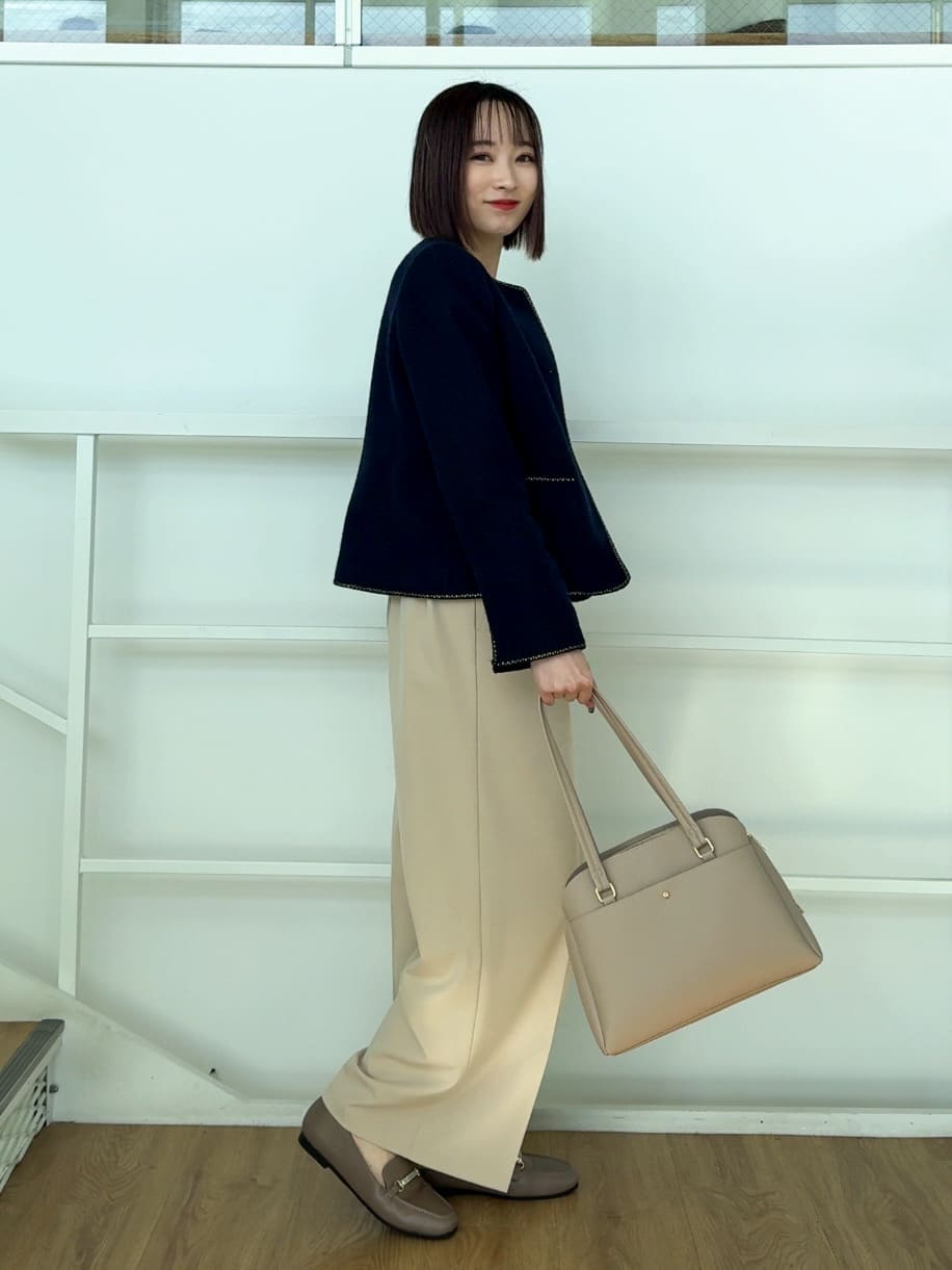 𝐜𝐡𝐢𝐤𝐚さんの「SHOO･LA･RUE｜【S-3L】オンとオフで印象が変わる ライトツイードジャケット」を使ったコーディネート