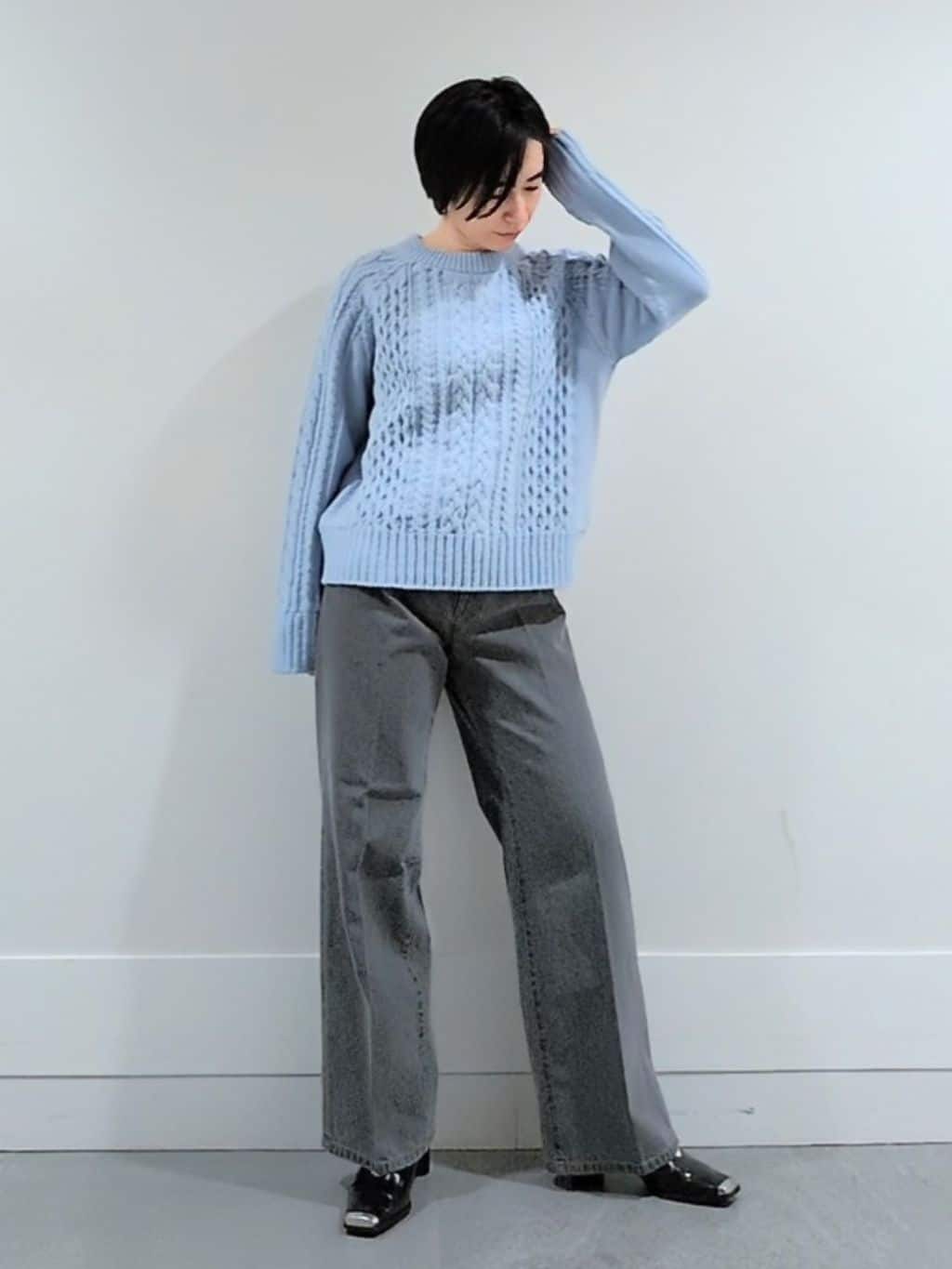 ミズタさんの「UNTITLED｜【洗える】スポンディッシュ ケーブル柄ニット」を使ったコーディネート
