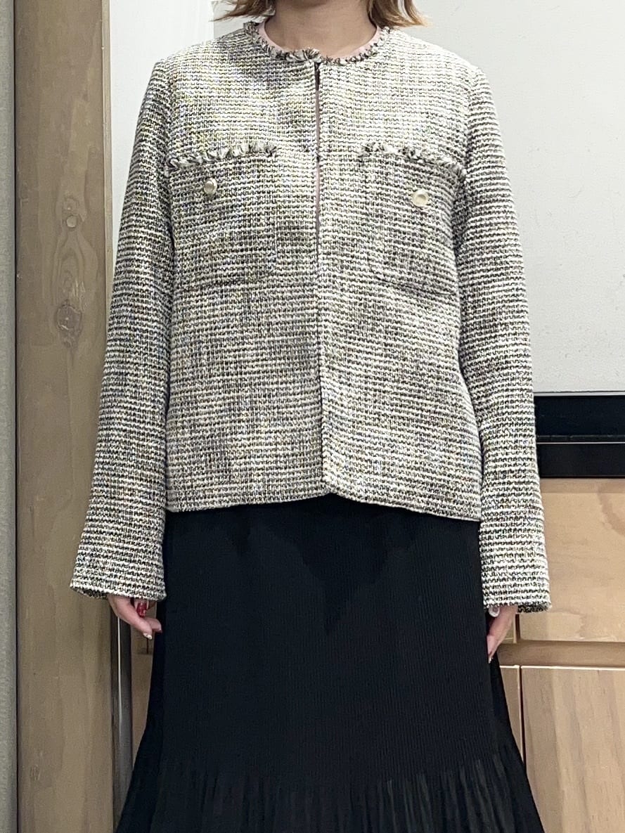 かのさんの「THE SHOP TK｜【通勤・セレモニー】ツイードノーカラージャケット」を使ったコーディネート